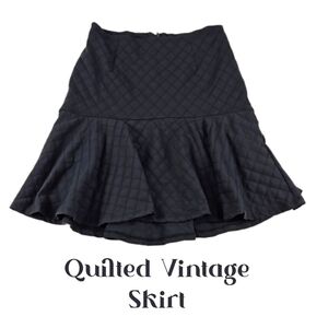 David Lerner Quilted Dark Gray Retro Skater Skirt, Size S